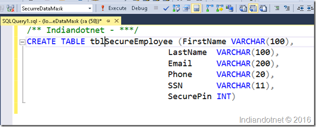 Create_Table_Secure_Employee